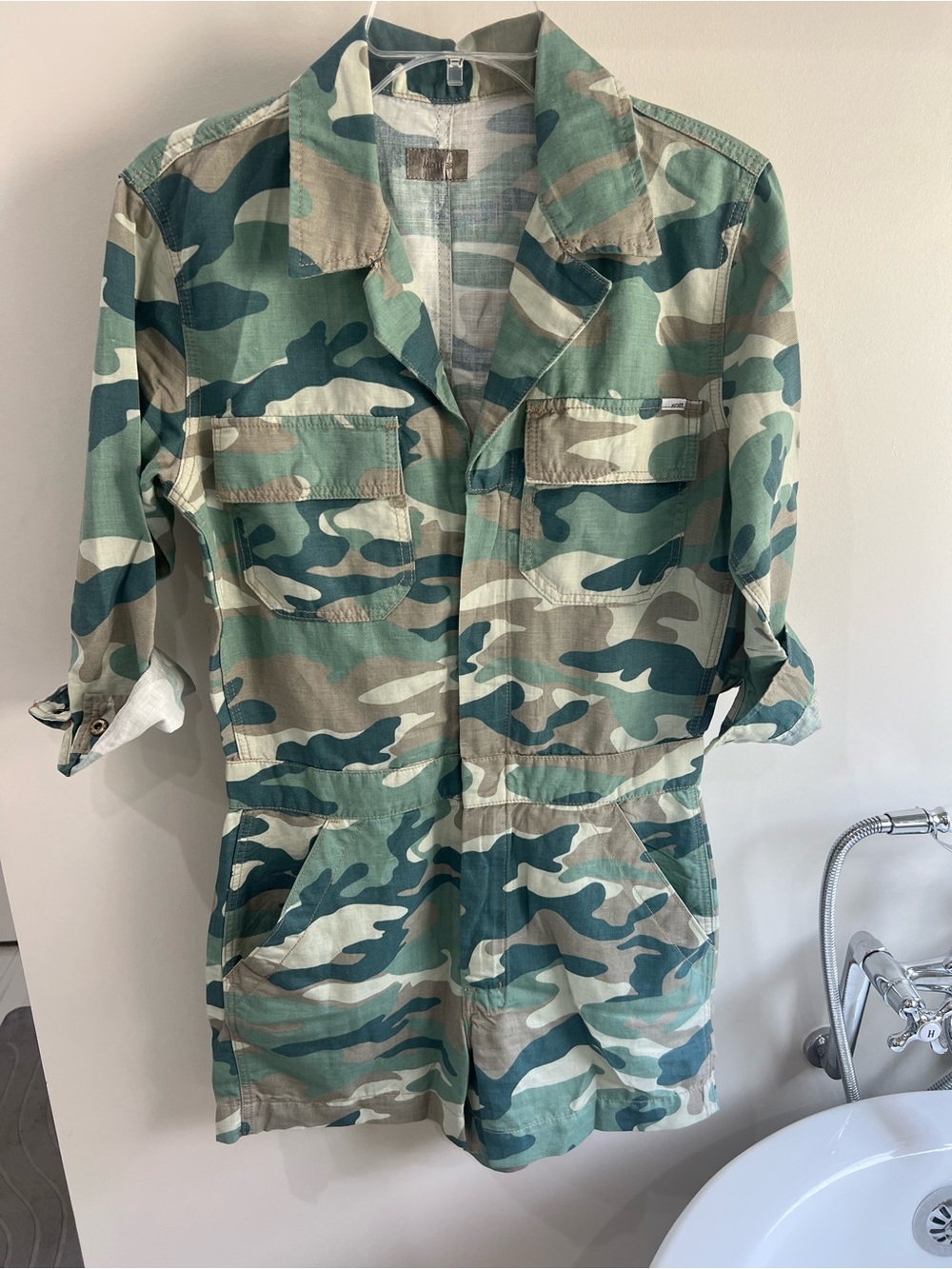 MOTHER The Fixer Camo Romper.